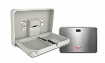 ASI® 9022 BABY CHANGING STATION, HORIZONTAL – PLASTIC/STAINLESS STEEL (SATIN FINISH), SURFACE MOU